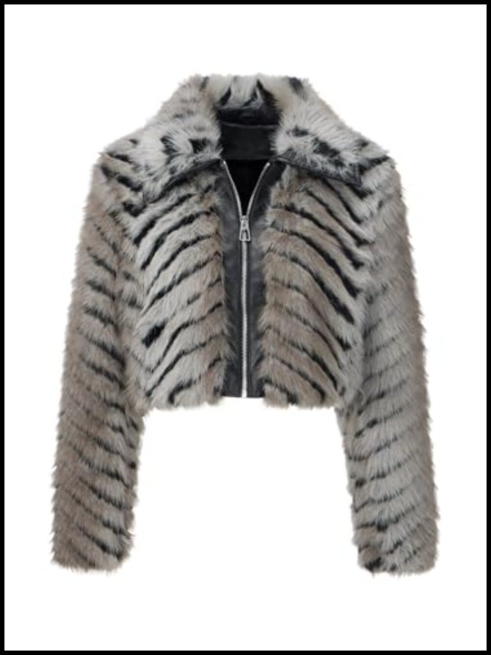 Faux Fur Cropped Jacket Fluffy Fleece Zip Coat Women's Fitted